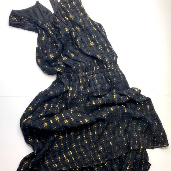 Maison Jules Silk Sleeveless Party Dress, Black with Gold - Picture 2 of 6